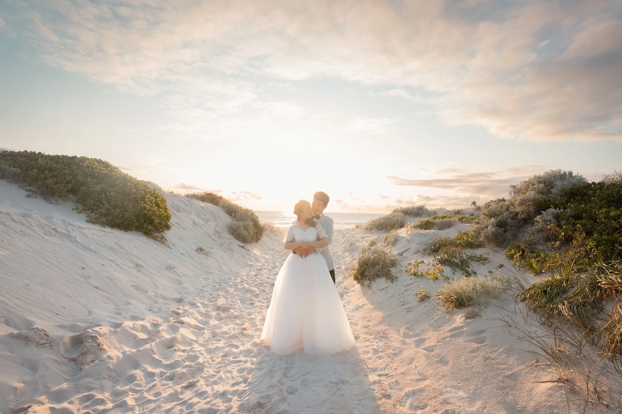 Angle and Andrew among the dunes at Burns Beach in Perth, Western Australia