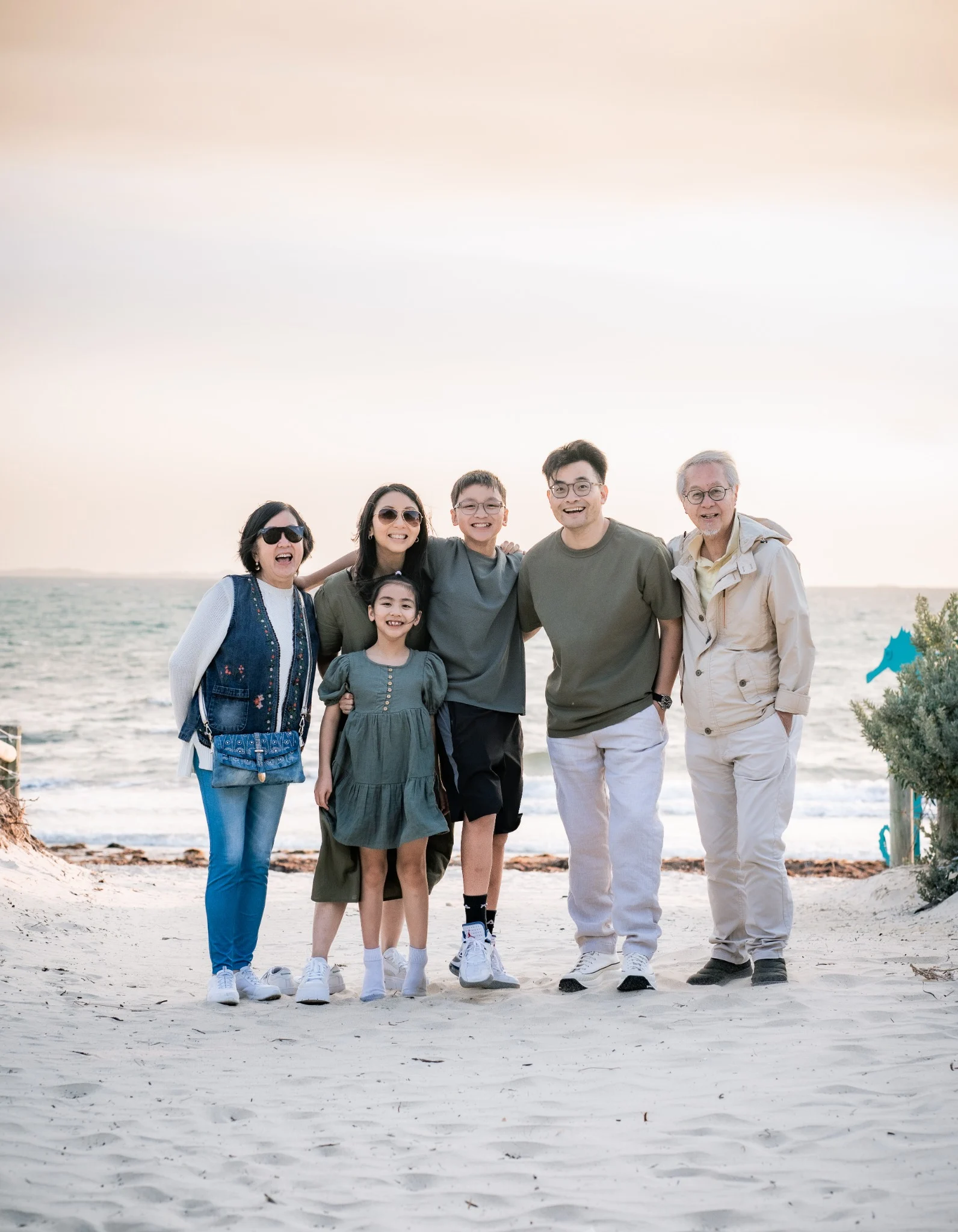 Three generations of The Chan's Family together on the Fremantle coast