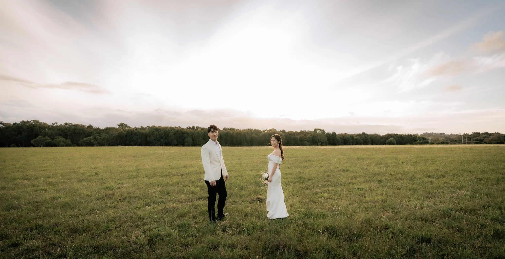 Sharon and Sam in an open field at Perry's Paddock in Perth, Western Australia